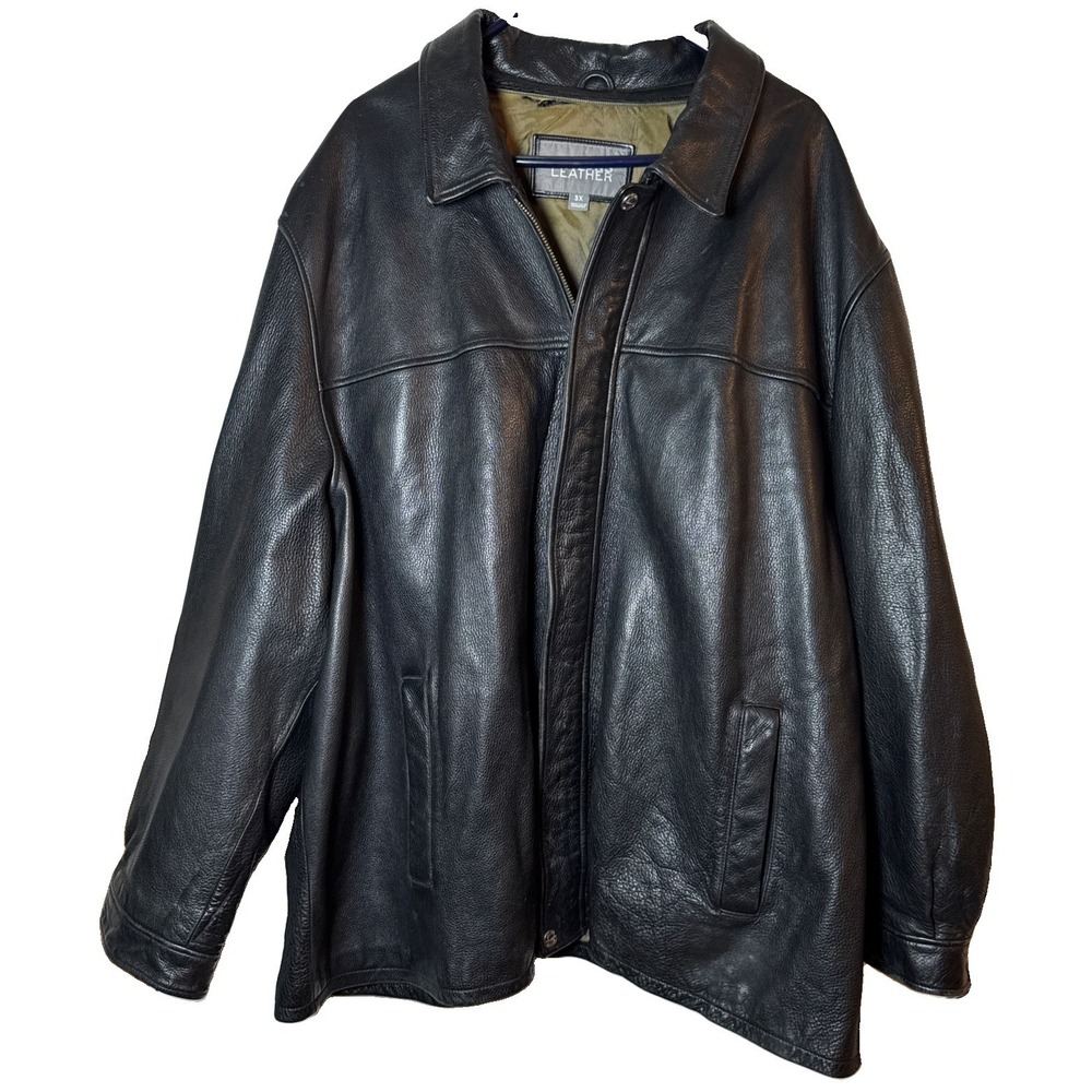 Vintage Wilsons Leather Jacket Mens 3X Black Genuine Leather Bomber Y2K Lined
